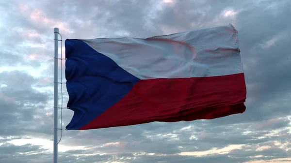 Bandera de República Checa ondeando viento sobre el fondo del cielo. ilustración 3d — Foto de Stock