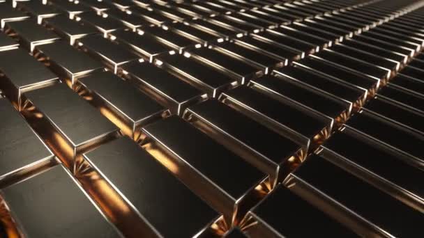 Barra de oro ingotes animación para el fondo de las finanzas, 3d renderizado animación stock de oro — Vídeo de stock