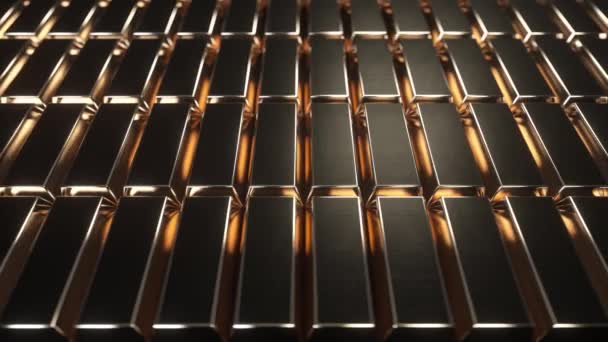 Gold ingots, loop animated background. 3D rendering — Stock Video