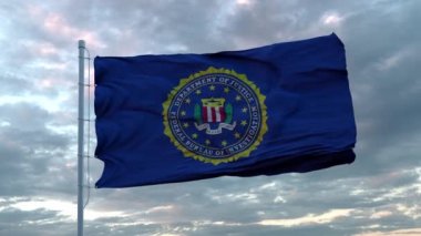 Birleşik Devletler FBI bayrağı rüzgarda dalgalanıyor. ABD FBI 'ın kusursuz döngü animasyonunun işareti
