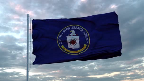 Bandera de la Agencia Central de Inteligencia ondeando con viento. Seguridad Nacional CIA Agencia Central de Inteligencia Información sobre la bandera — Vídeos de Stock