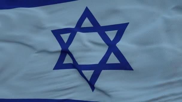 Izraelská vlajka vlnící se ve větru proti hlubokým krásným mrakům oblohy — Stock video