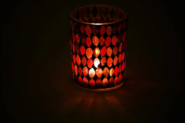 Fire Candle Holder Colored Glass — Stock Photo, Image