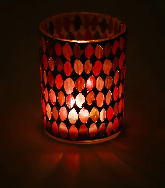 Fire Candle Holder Colored Glass — Stock Photo, Image