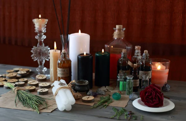 Magic Ritual Runes Pentagram Magical Attributes — Stock Photo, Image