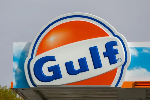 Gulf olie exterieur teken en Logo — Stockfoto