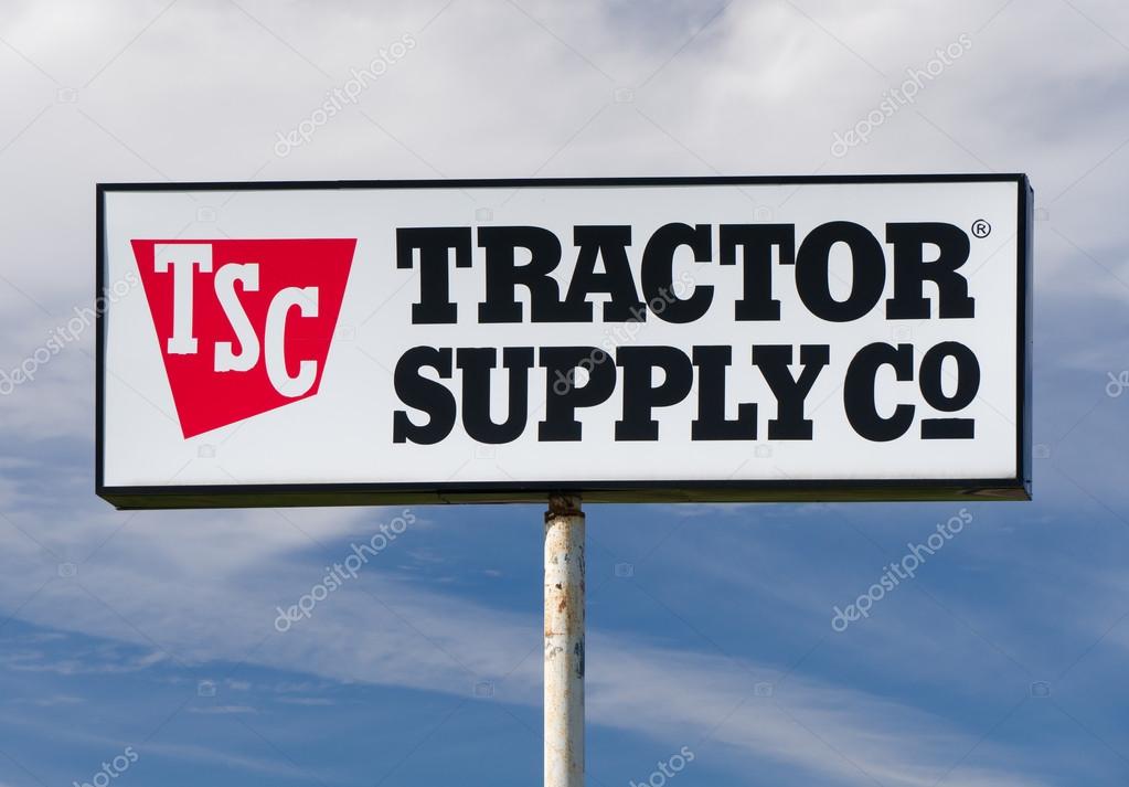 ST. CROIX FALLS, WI/USA - OCTOBER 16, 2016: Tractor Supply Company exterior sign and logo. Tractor Supply Company is an American retailer of products for home improvement and agriculture.