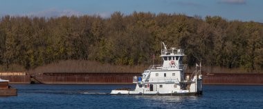 Panoramik Mississippi Nehri Tug tekne ve mavnalar