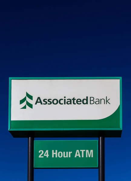 Banco Associado Sinal Exterior e Logotipo — Fotografia de Stock
