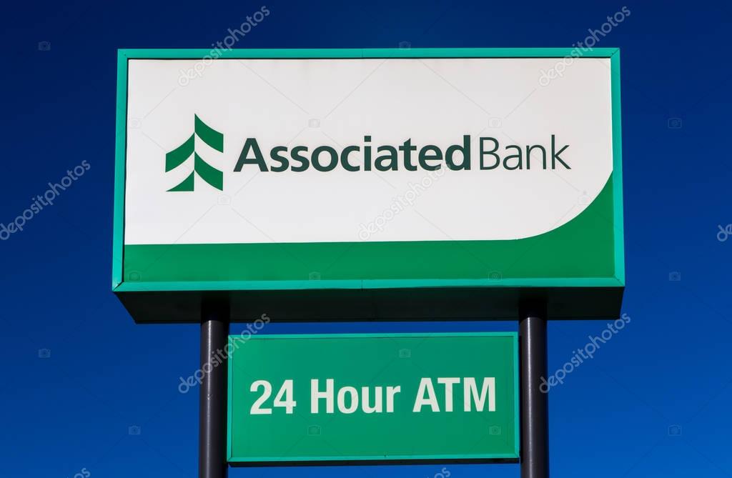 HUDSON, WI/USA - NOVEMBER 13, 2016: Associated Bank sign and logo. Associated Banc-Corp a U.S. regional bank holding company.