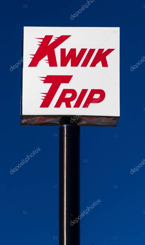 HUDSON, WI/USA - NOVEMBER 13, 2016: Kwik Trip gas station sign and logo. Kwik Trip/Kwik Star is a chain of convenience stores.