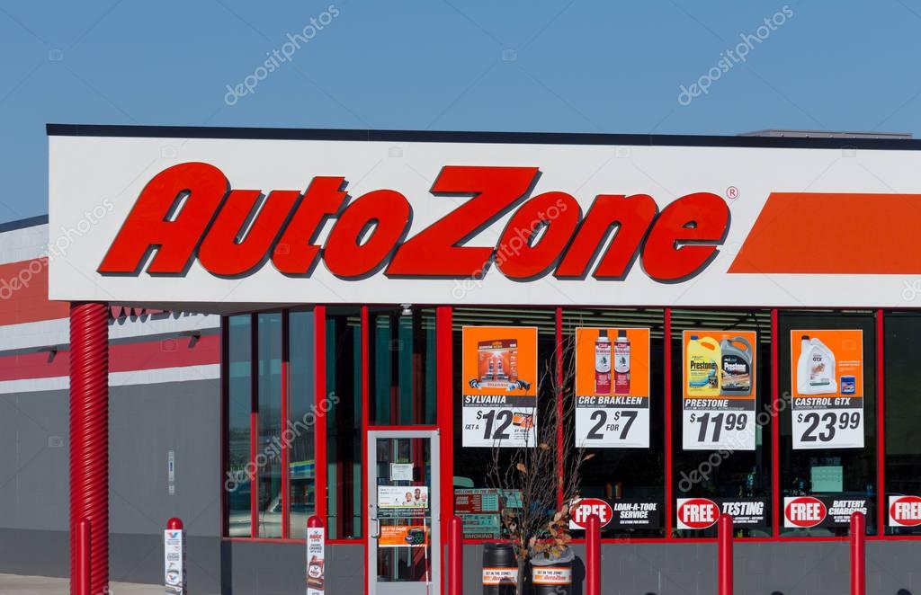 HUDSON, WI/USA - NOVEMBER 13, 2016: Auto Zone car parts store. AutoZone is the second-largest retailer of aftermarket automotive parts and accessories in the United States.
