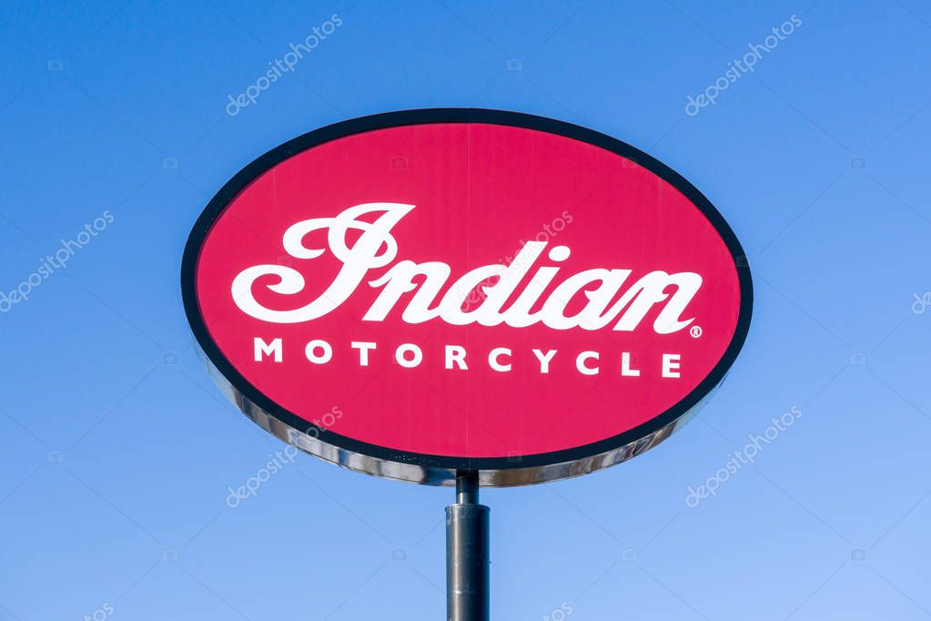 ST. PAUL, MN/USA - JANUARY 1, 2017: Indian Motorcycle sign and logo. Indian Motocycle Manufacturing Company is a manufacturer of motorcycles.