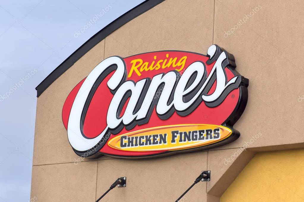 ST. PAUL, MN/USA - JANUARY 1, 2017: Raising Cane's Chicken Fingers exterior and logo. Raising Cane's Chicken Fingers is a fast-food restaurant chain specializing in chicken fingers.