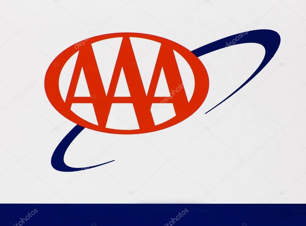 ST. PAUL, MN/USA - JANUARY 1, 2017: AAA sign and logo. The American Automobile Association is a federation of motor clubs throughout North America.