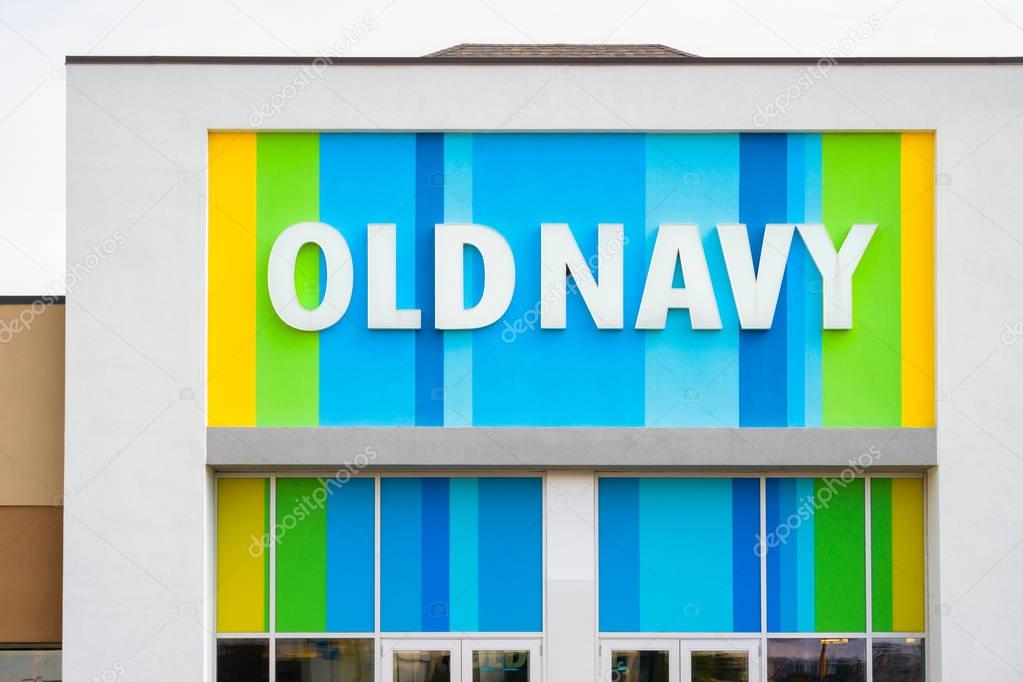 MINNEAPOLIS, MN/USA - MARCH 19, 2017: Old Navy store exterior and logo Old Navy is a clothing and accessories retailer owned by American multinational corporation Gap Inc.