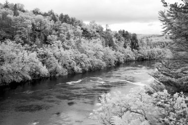 Flowing Water of the St. Croix River in Infrared Black and white clipart