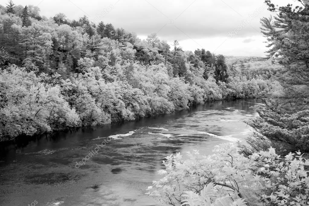 Flowing Water of the St. Croix River in Infrared Black and white