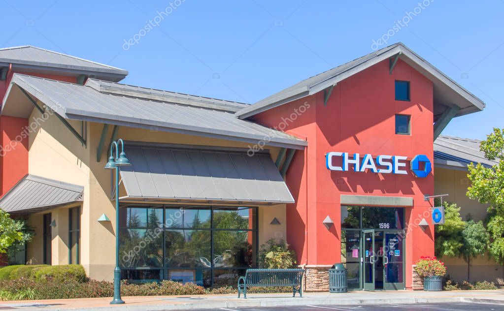 SALINAS,CA/USA- MAY 25, 2014: Chase Bank exterior. Chase is a consumer and commercial banking subsidiary of the multinational banking corporation JPMorgan Chase.