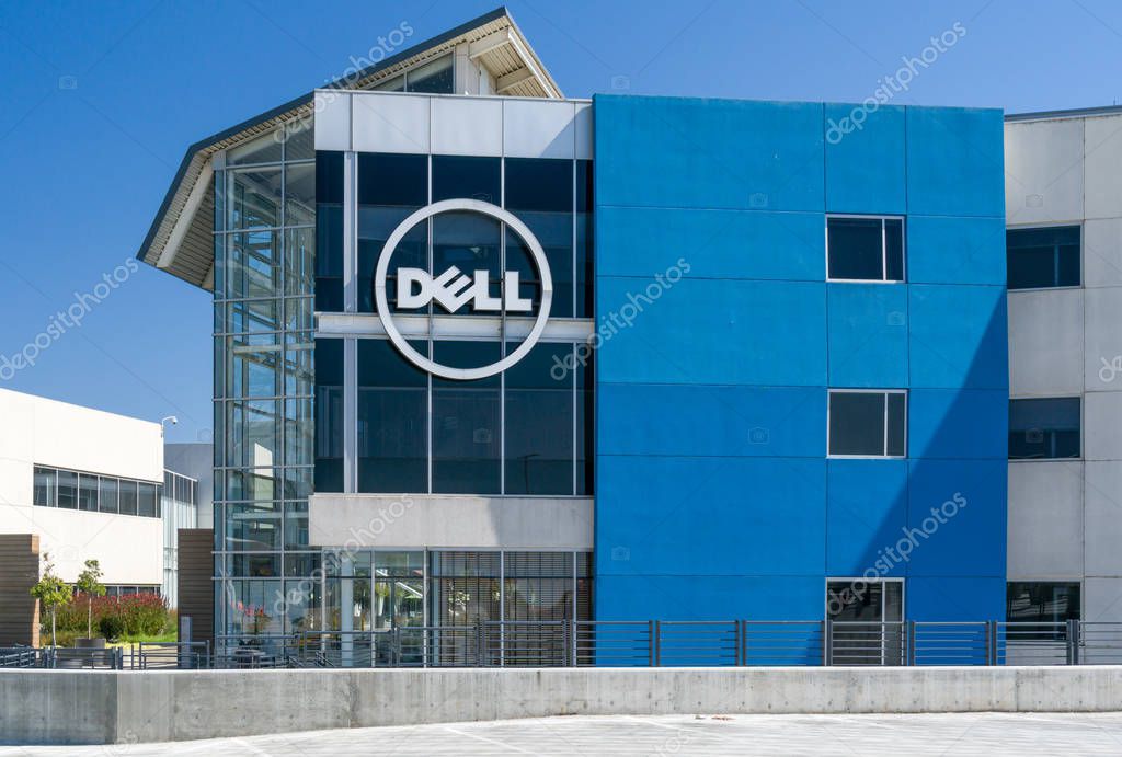 SANTA CLARA, CA/USA - JULY 29, 2017: Dell computer corporate facility and logo. Dell Inc. is a multinational computer technology company.