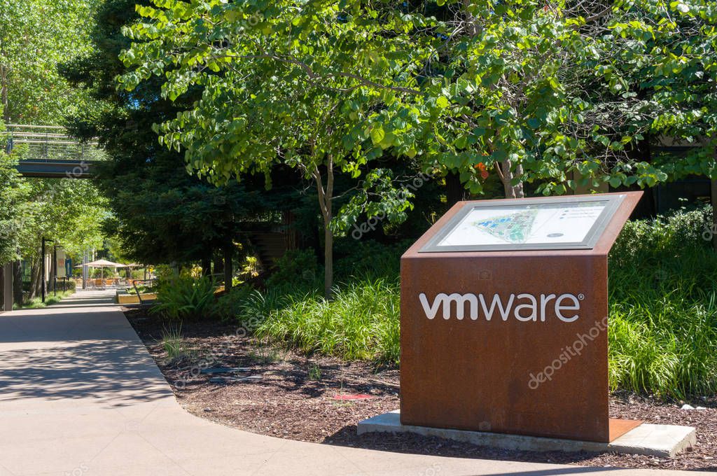 PALO ALTO, CA/USA - JULY 29, 2017: VMware corporate headquarters. VMware, Inc. provides cloud computing and platform virtualization software and services.