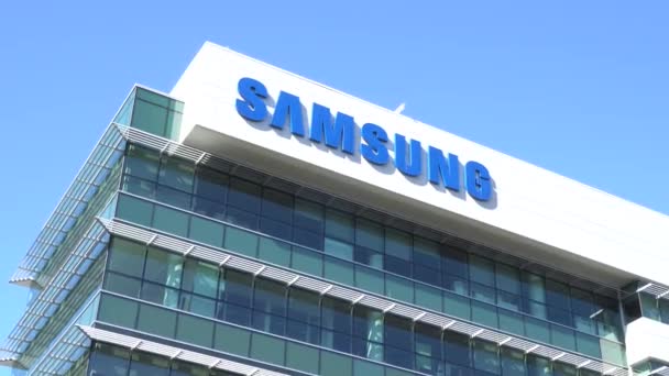 Santa Clara Eua Julho 2017 Instalação Logotipo Samsung Corporate Samsung — Vídeo de Stock