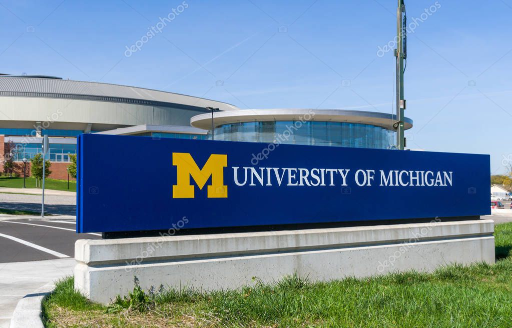 ANN ARBOR, MI/USA - OCTOBER 20, 2017: Entrance sign to the campus of the University of Michigan.