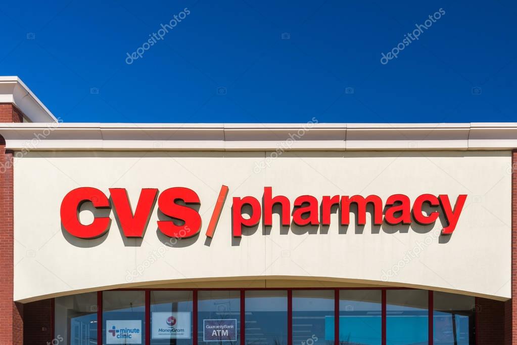 CHANHASSEN, MN/USA - MARCH 17, 2018: CVS Pharmacy store exterior and sign. CVS is a subsidiary of the American retail and health care company CVS Health.
