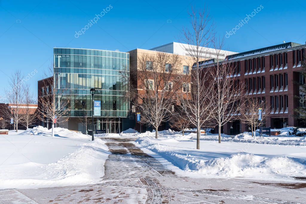 EAU CLAIRE, WI/USA - JANUARY 20, 2020: Centennial Hall on the campus of the University of Wisconsin-Eau Claire.