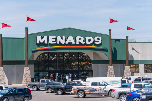 NORTHFIELD, MN/USA - APRIL 18, 2020: Menards retail exterior and trademark logo.