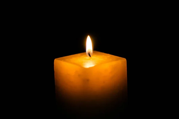 Lighted Candle Neutral Black Background Ideal Text Application — ストック写真