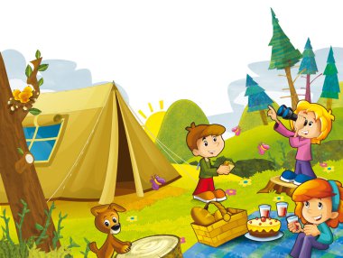 Çocuklar eğleniyor dağlarda