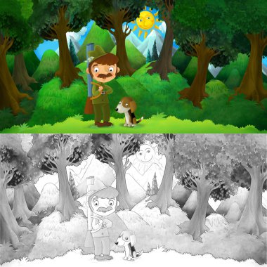 Avcı ve köpeği ormanda