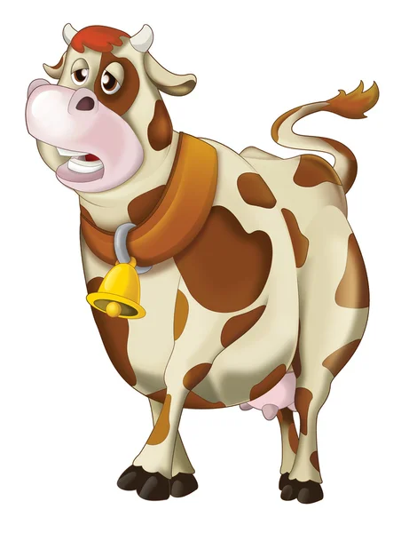 Cartoon vache marche - somnolent ou triste - isolé - illustration pour les enfants — Photo