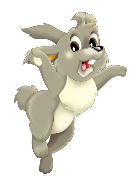-Mutluluk - atlama karikatür tavşan izole - illüstrasyon çocuklar için — Stok fotoğraf