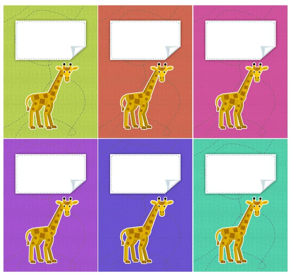 Set di cartoni animati di copertine colorate - con giraffa — Foto Stock