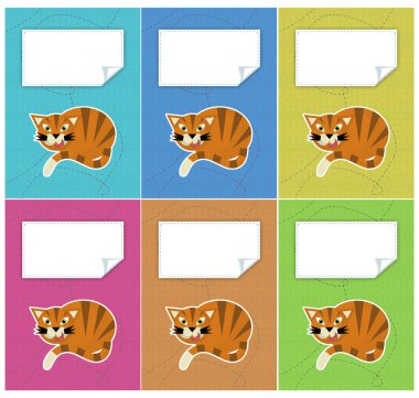 Kedilerle renkli karikatür kümesini kapsayan