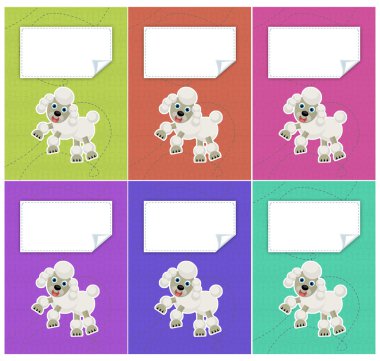 Köpeklerle karikatür kümesini renkli kapsayan