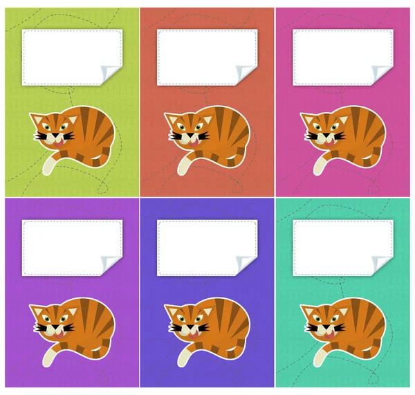 Conjunto de dibujos animados de coloridas cubiertas con gatos —  Fotos de Stock