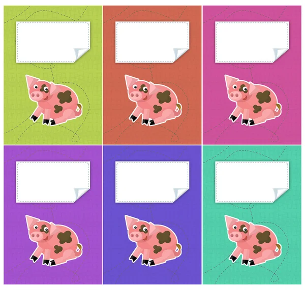 Conjunto de dibujos animados de coloridas cubiertas con cerdos —  Fotos de Stock