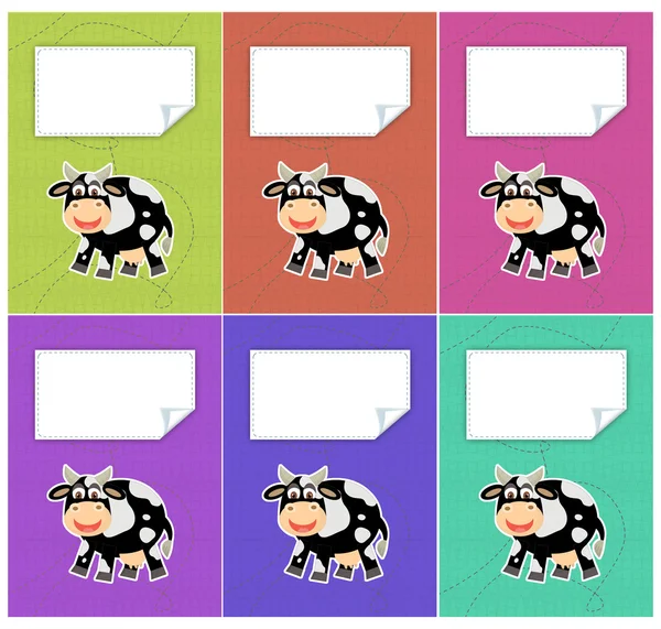 Cartoon set of colorful covers - cow