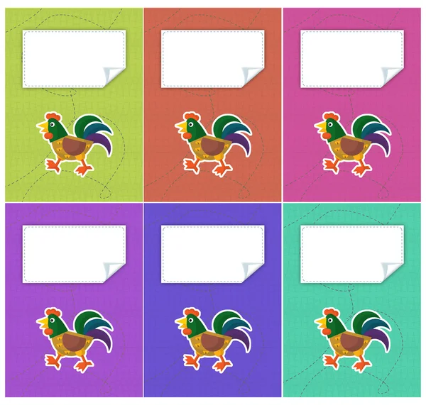 Set di cartoni animati di copertine colorate con galli — Foto Stock