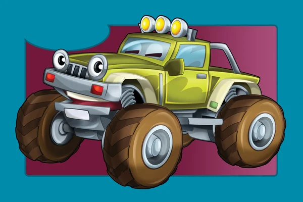 Cartoon with car - for different usage - off road truck - illustration for children — Stock Photo, Image