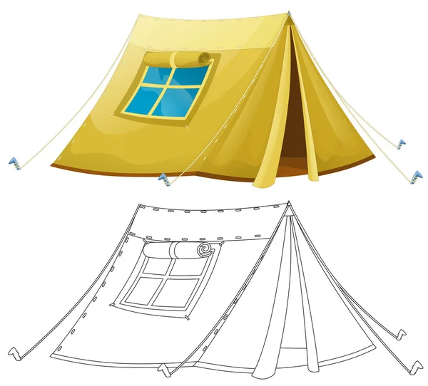 Kolorowy kreskówka namiot - kolorowanki - na białym tle - ilustracja dla dzieci — Zdjęcie stockowe