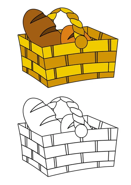 Мультяшна сцена з хлібом у кошику ізольована ілюстрація для дітей — стокове фото