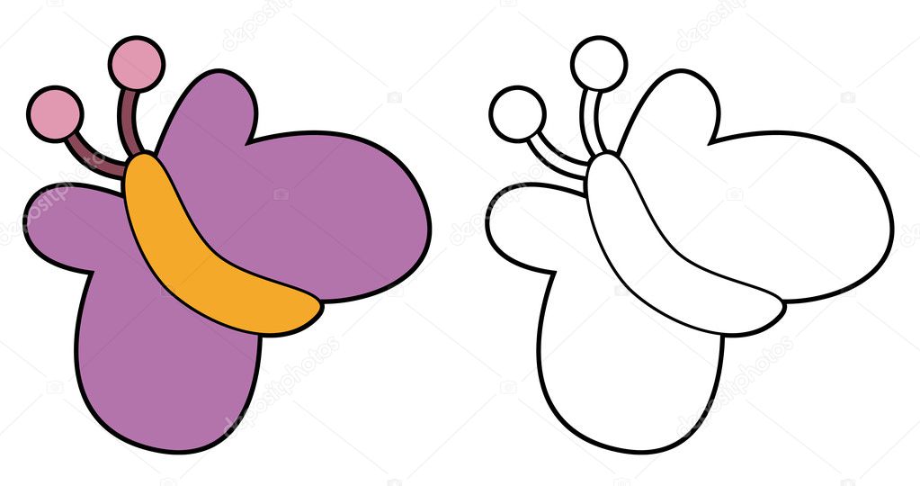 Cartoon butterfly - flying - isolated - coloring page - illustration for children