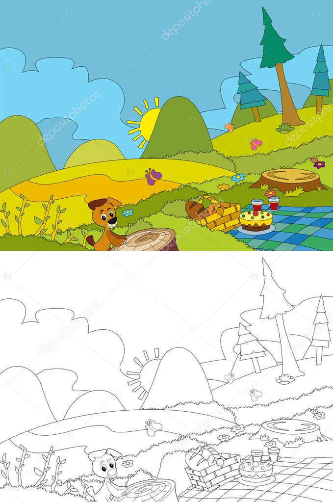 Disegni Di Pic Nic Da Colorare Campeggio In Montagna