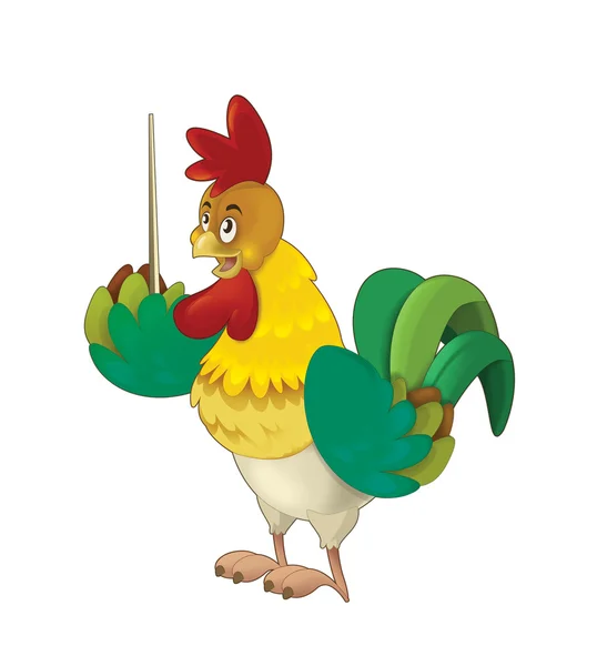 Cartoon rooster - smiling and conducting - isolated - illustration for children