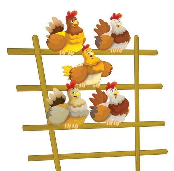 Crowd of happy hens sitting — Stock Photo, Image