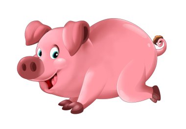 Karikatür mutlu domuz çalıştıran ve seyir